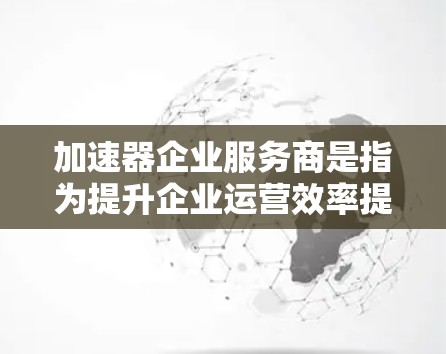 加速器企业服务商是指为提升企业运营效率提供工具、技术或方法的第三方服务。这些服务商通过数据分析、自动化管理、智能化解决方案等手段，帮助企业优化资源、决策和运营。以下是关于这些服务商的详细分析